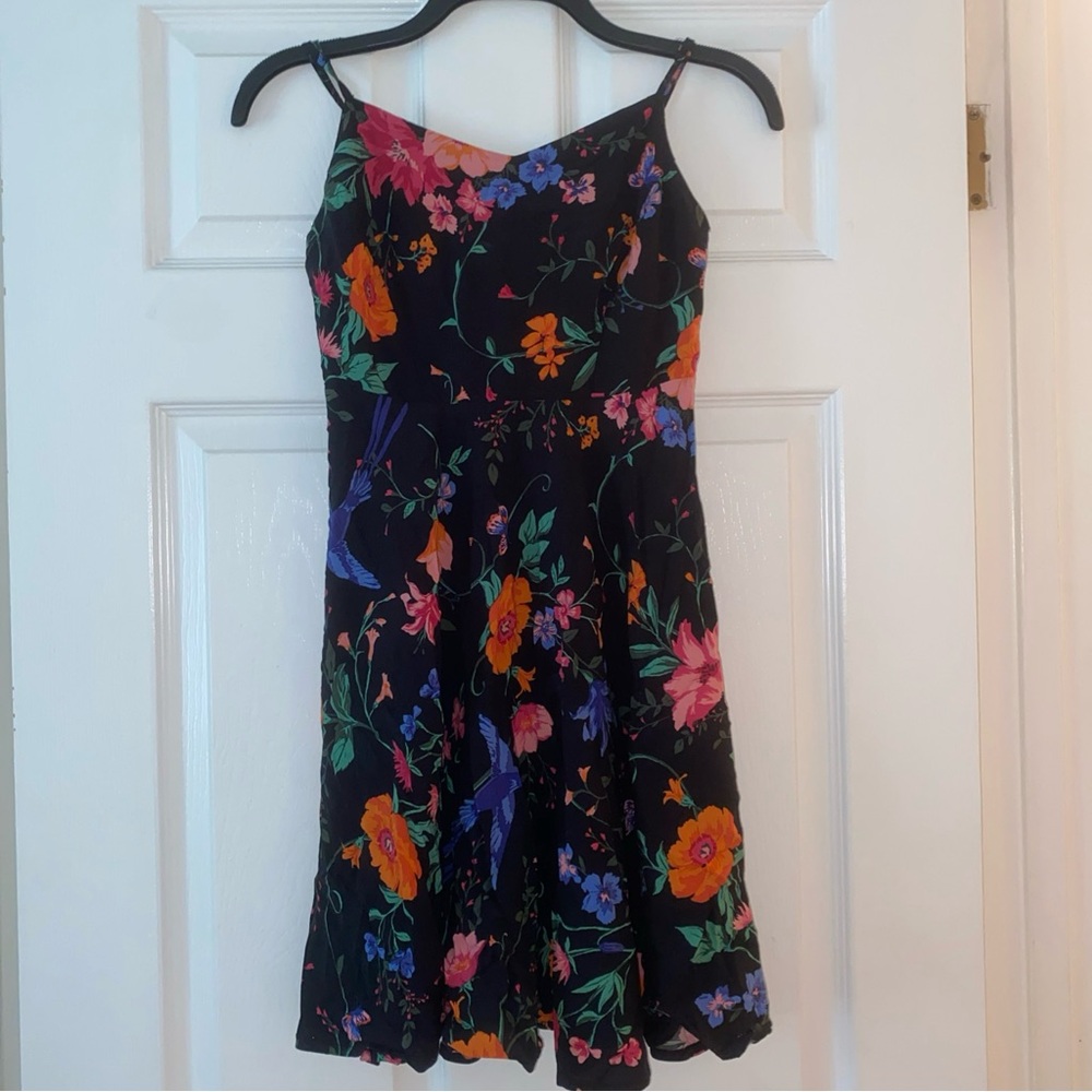 Old Navy Black Dress with Multicolor Floral Design